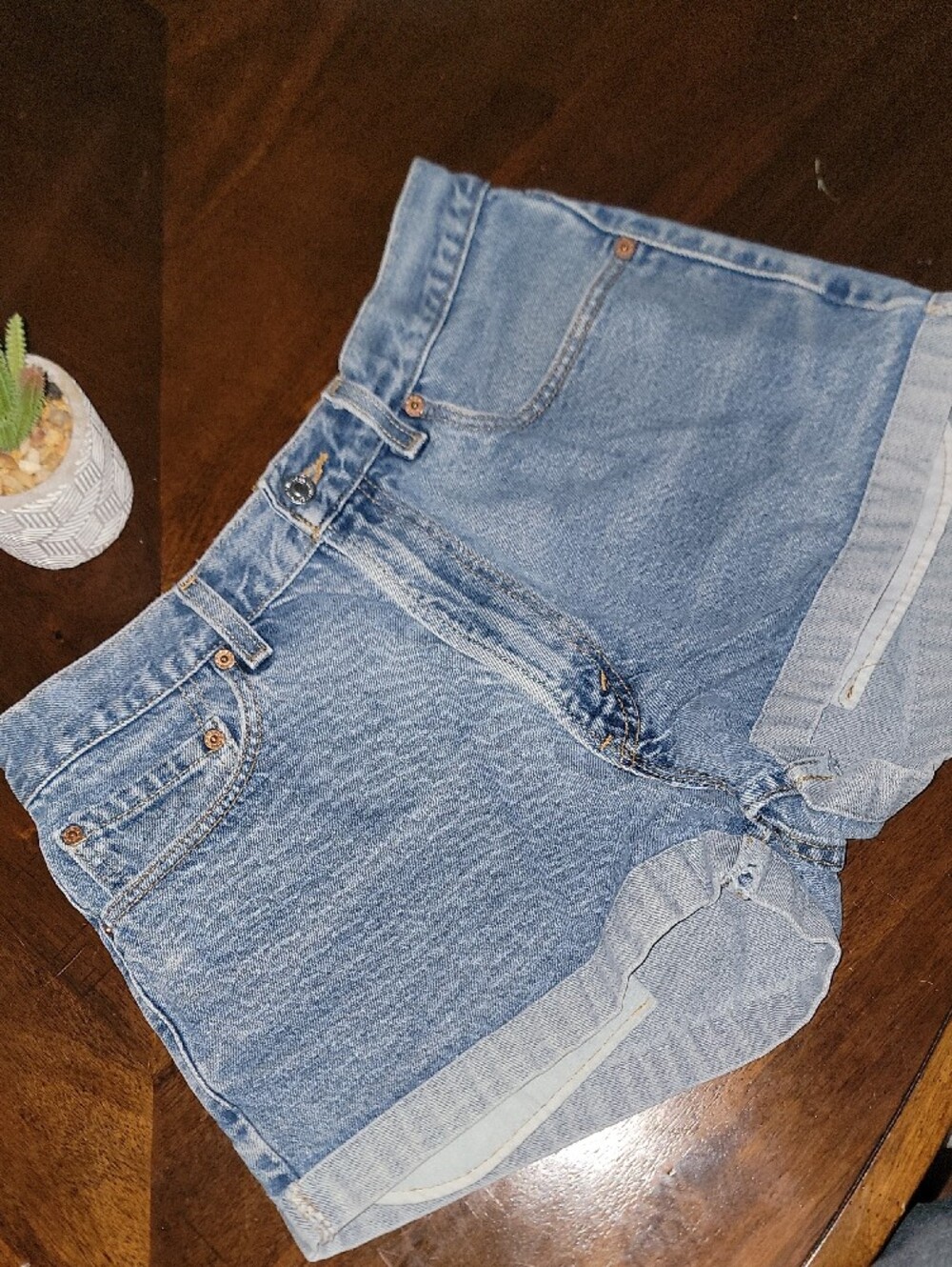 Vintage 550 Custom Levi's Etsy Medium Blue Denim Cuffed Jean Shorts Sz 33 - Picture 6 of 6